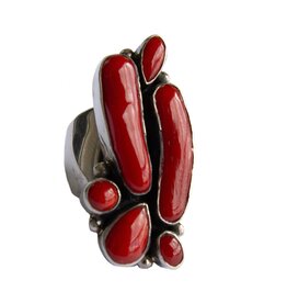 Red Coral Cluster Ring