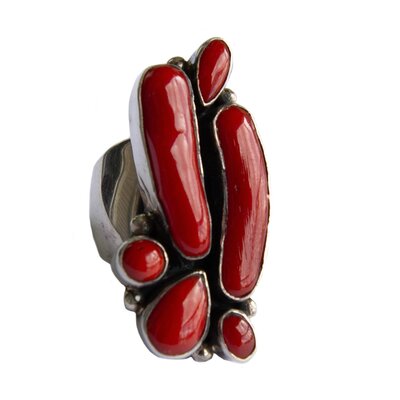 Red Coral Cluster Ring