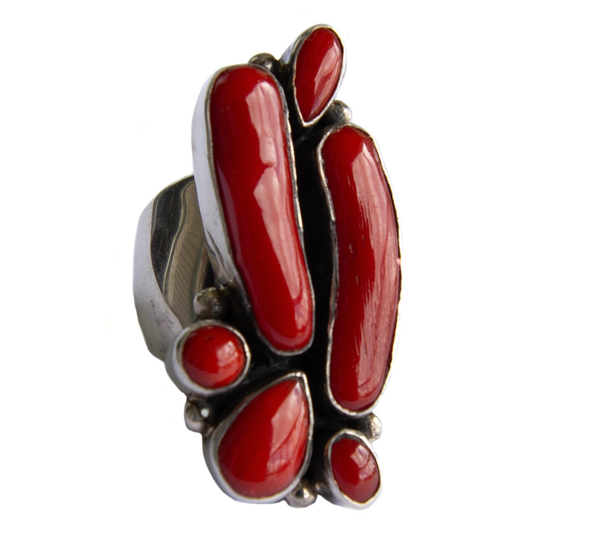 Red Coral Cluster Ring