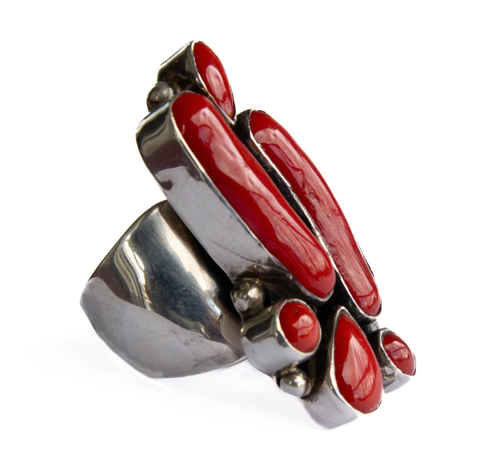 Red Coral Cluster Ring