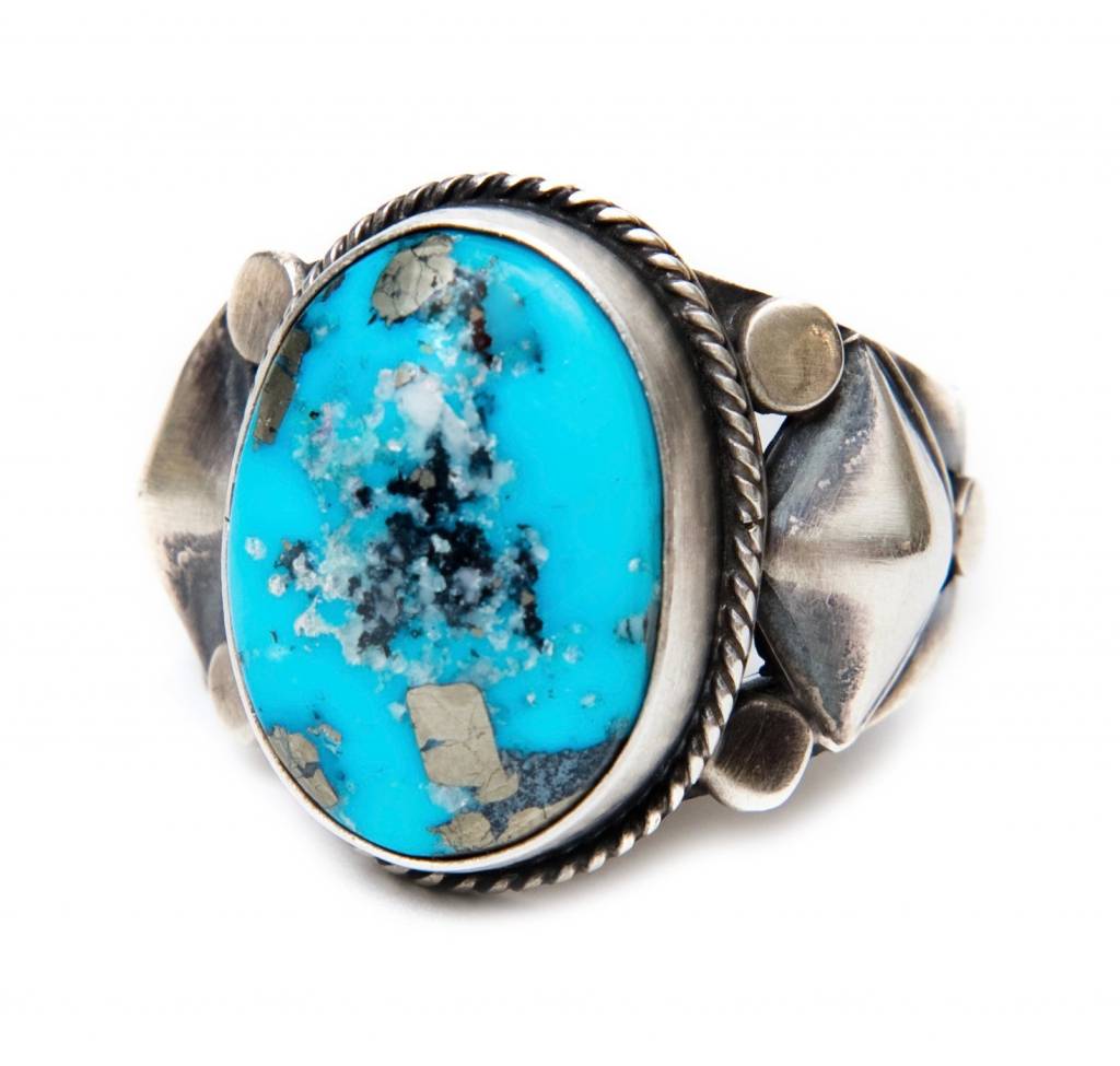 Kingman Turquoise Ring by Randy and Etta Endito (Navajo).