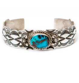 Apache Blue Turquoise Bracelet by Fred Cleveland