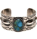 Bisbee Turquoise Silver Bracelet by Etta and Randy Endito (Navajo).