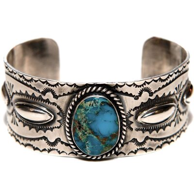 Bisbee Turquoise and Silver Bracelet