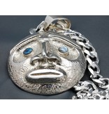 Moon Mask Repousse Pendant with Abalone Inlay