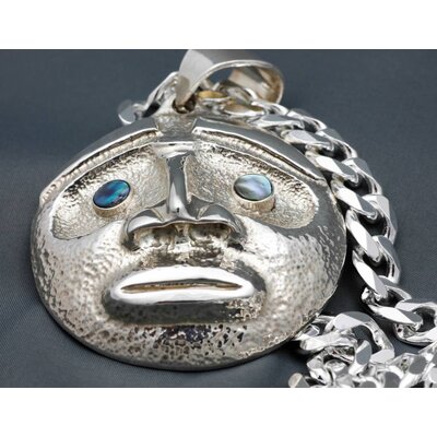 Moon Mask Repousse Pendant
