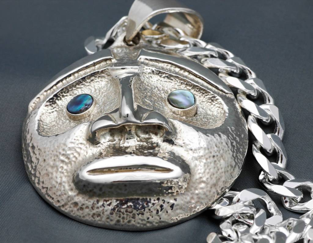 Moon Mask Repousse Pendant