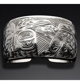 CUSTOM ORDER Silver Ravens with Wolf Bracelet