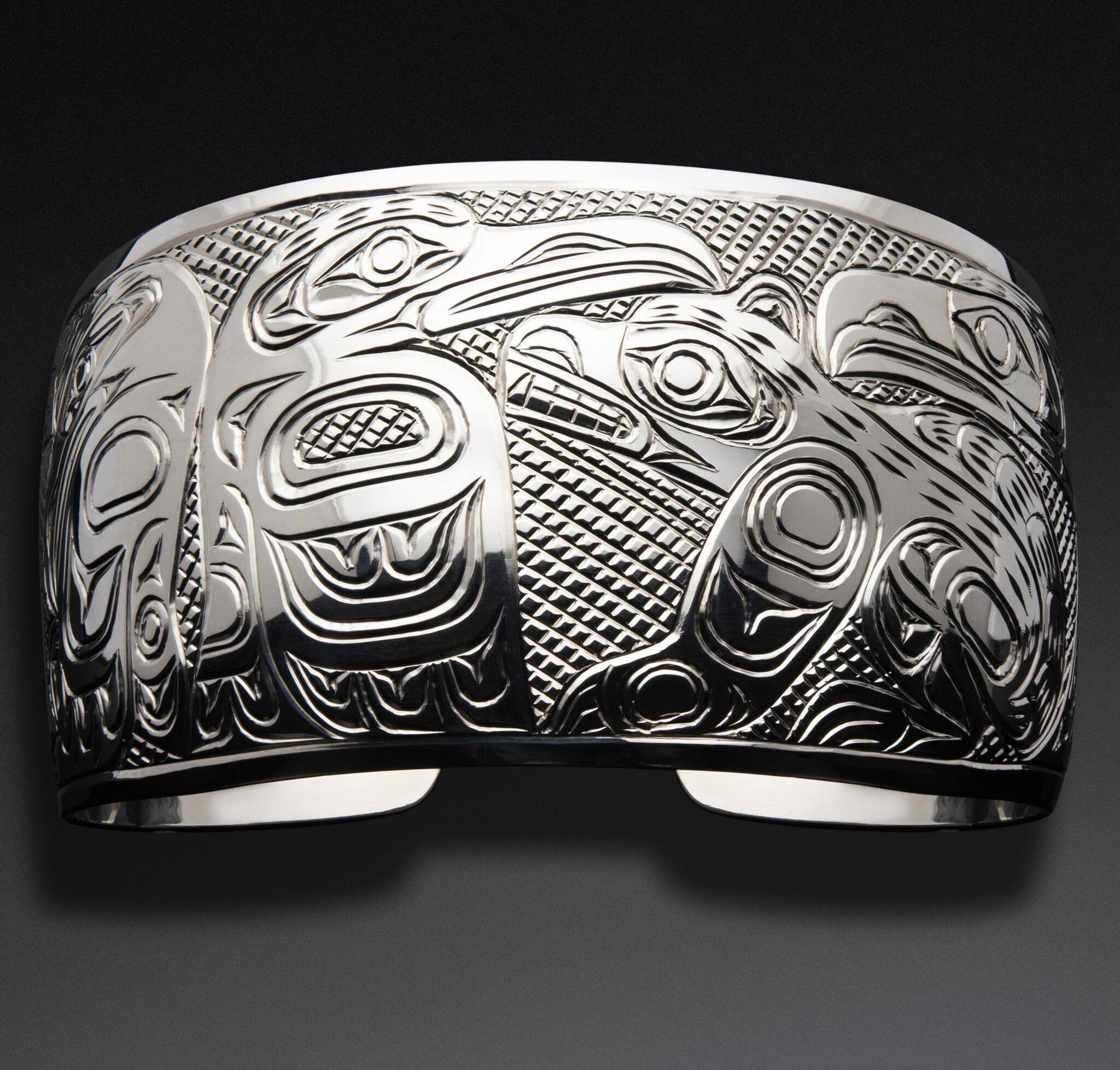Silver Ravens with Wolf Bracelet