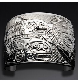 CUSTOM ORDER  2" Silver Orca Pod Bracelet