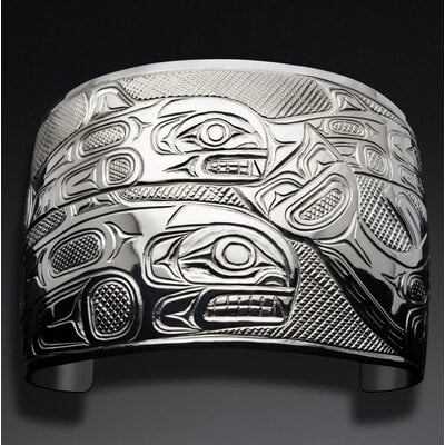 CUSTOM ORDER  2" Silver Orca Pod Bracelet