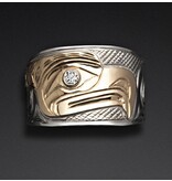 Silver / Gold Thunderbird Ring with a  Diamond Eye