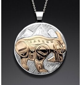 SOLD. Silver / Gold Mountain Goat Pendant