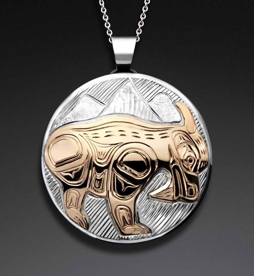 SOLD  Silver / Gold Mountain Goat Pendant