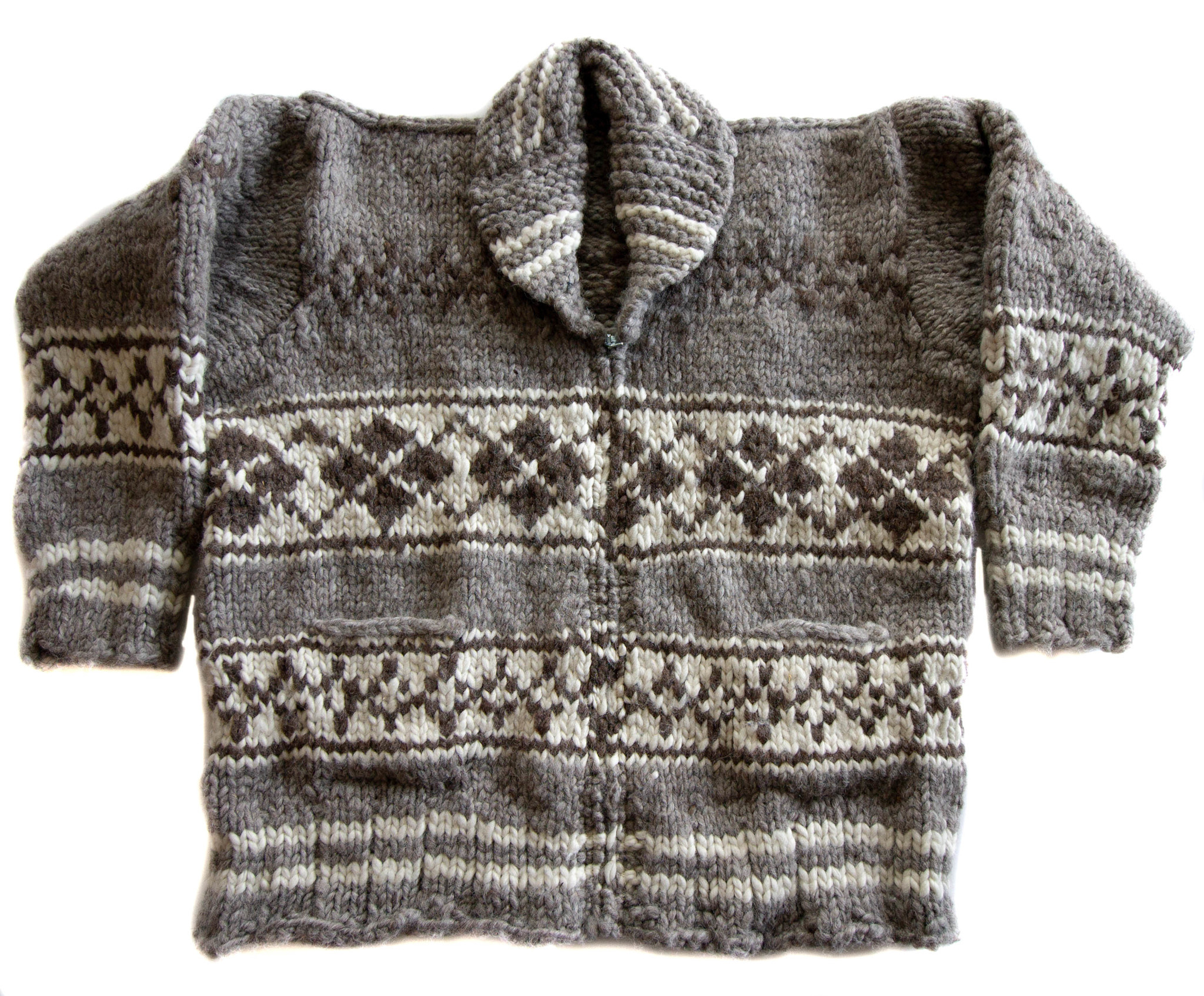 Cowichan Sweater Geometric Design L / XL