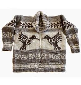 L /XL Cowichan Sweater Hummingbird Design