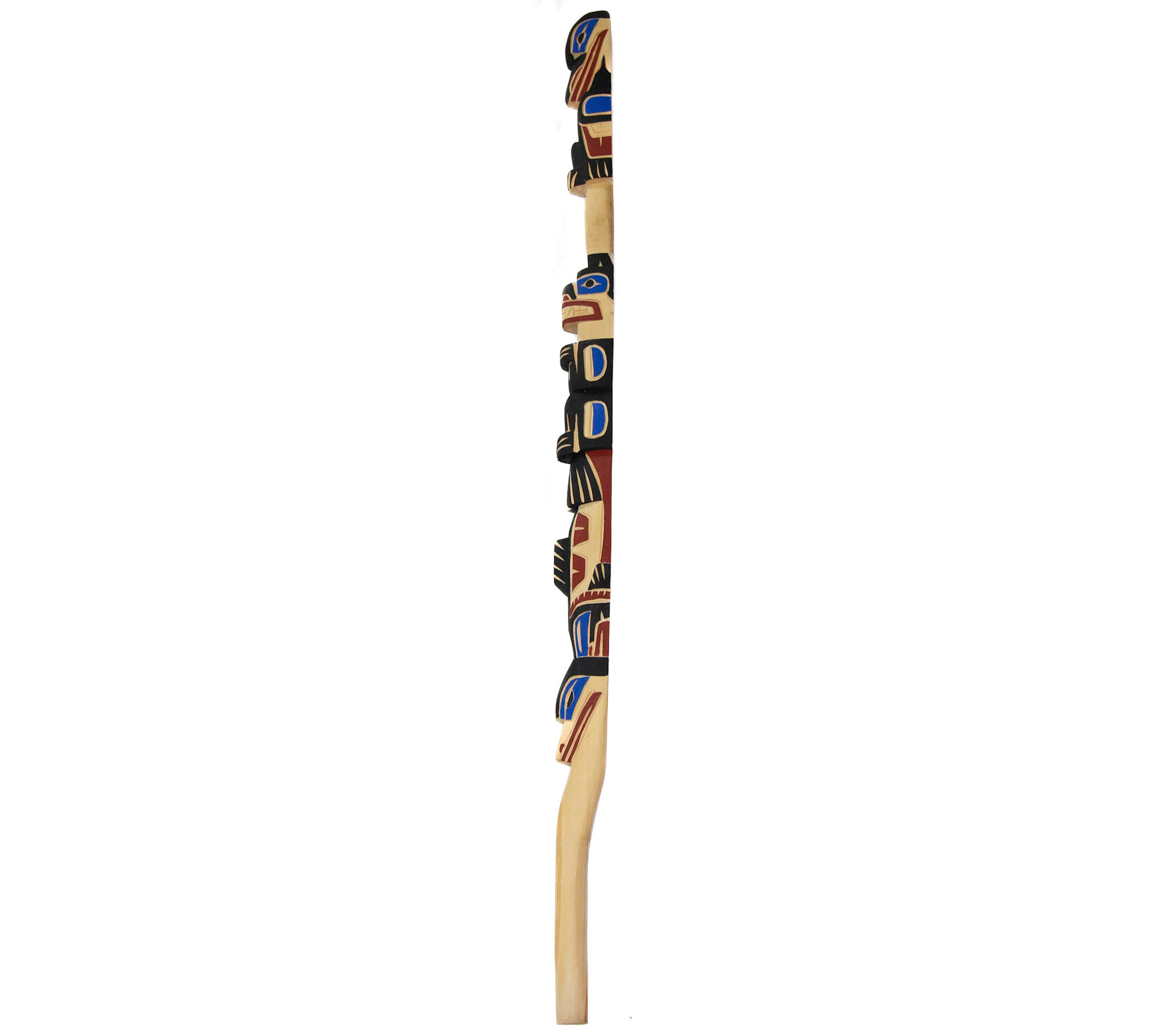 Coast Salish Talking Stick  - Raven, Bear, Salmon, Serpent