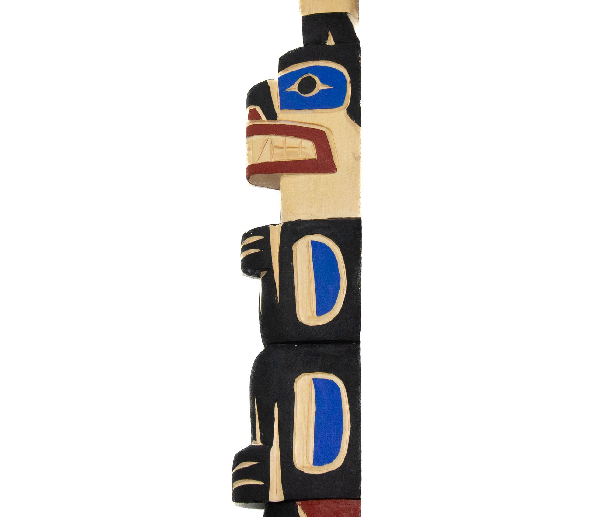 Coast Salish Talking Stick  - Raven, Bear, Salmon, Serpent