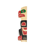 Coast Salish Talking Stick  - Eagle, Orca, Raven, Serpent