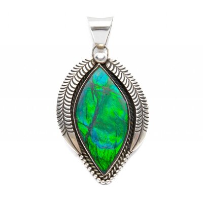Southwestern Silver and Ammolite Pendant
