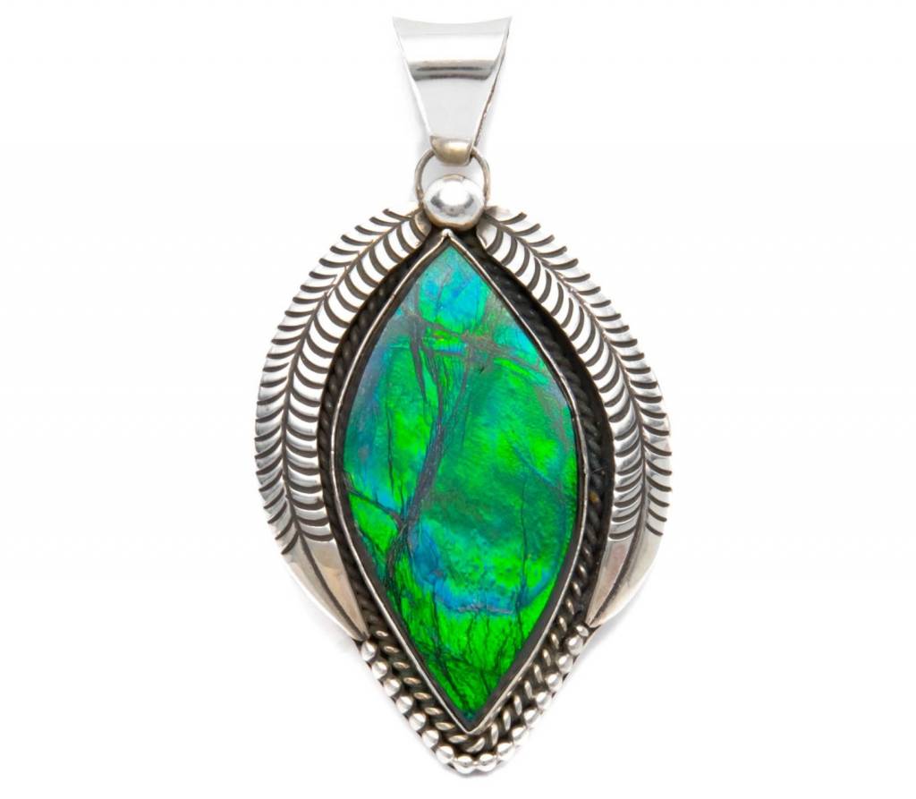 Southwestern Silver and Ammolite Pendant