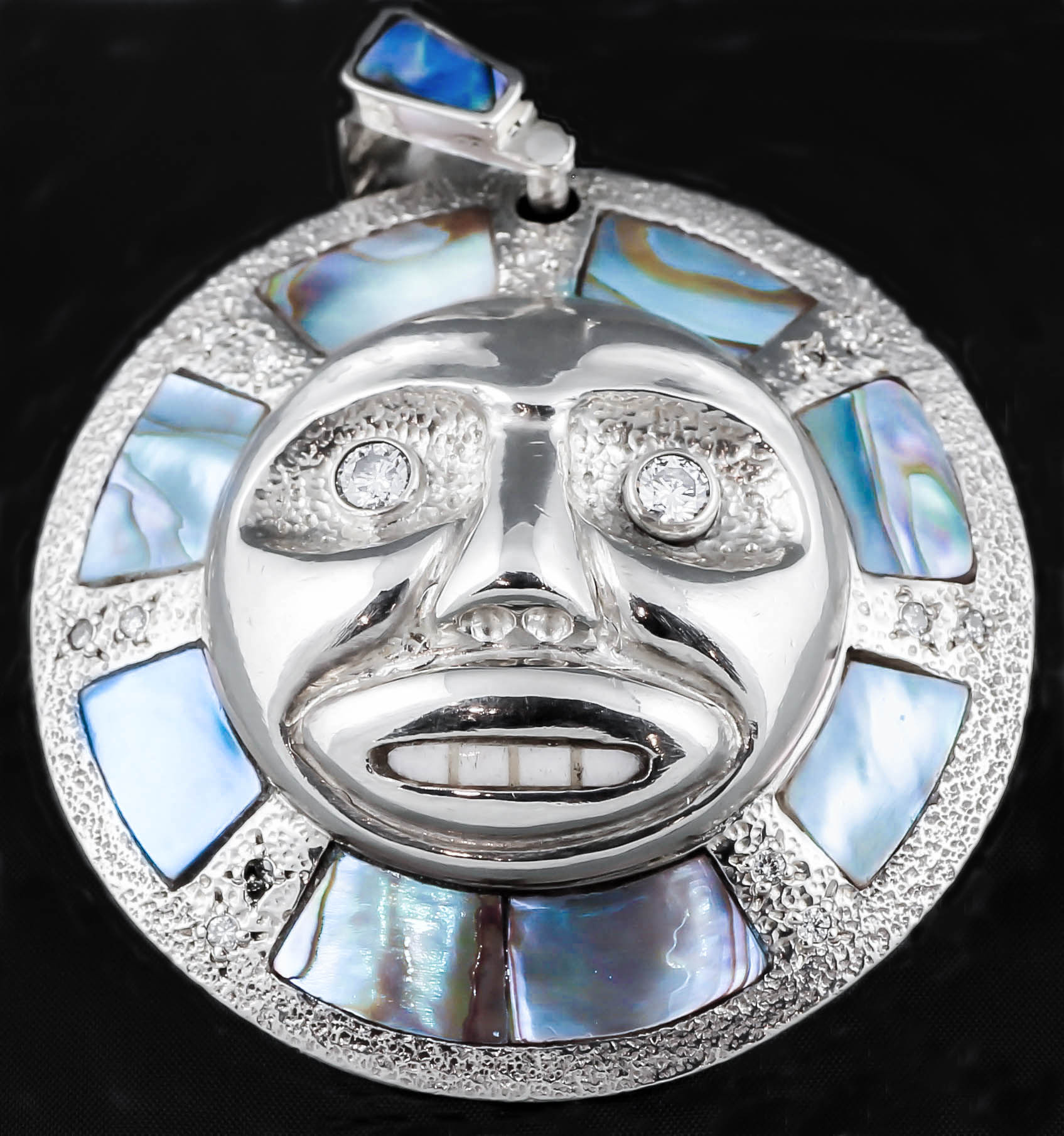 Sun & Moon Mask Repousse Pendant