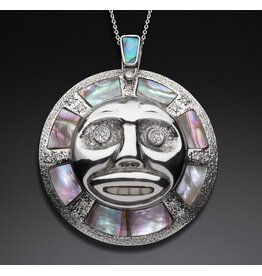 Sun & Moon Mask Repousse Pendant