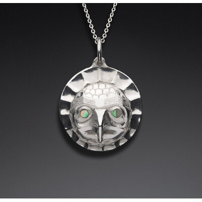 Small Eagle / Sun Repousse Pendant