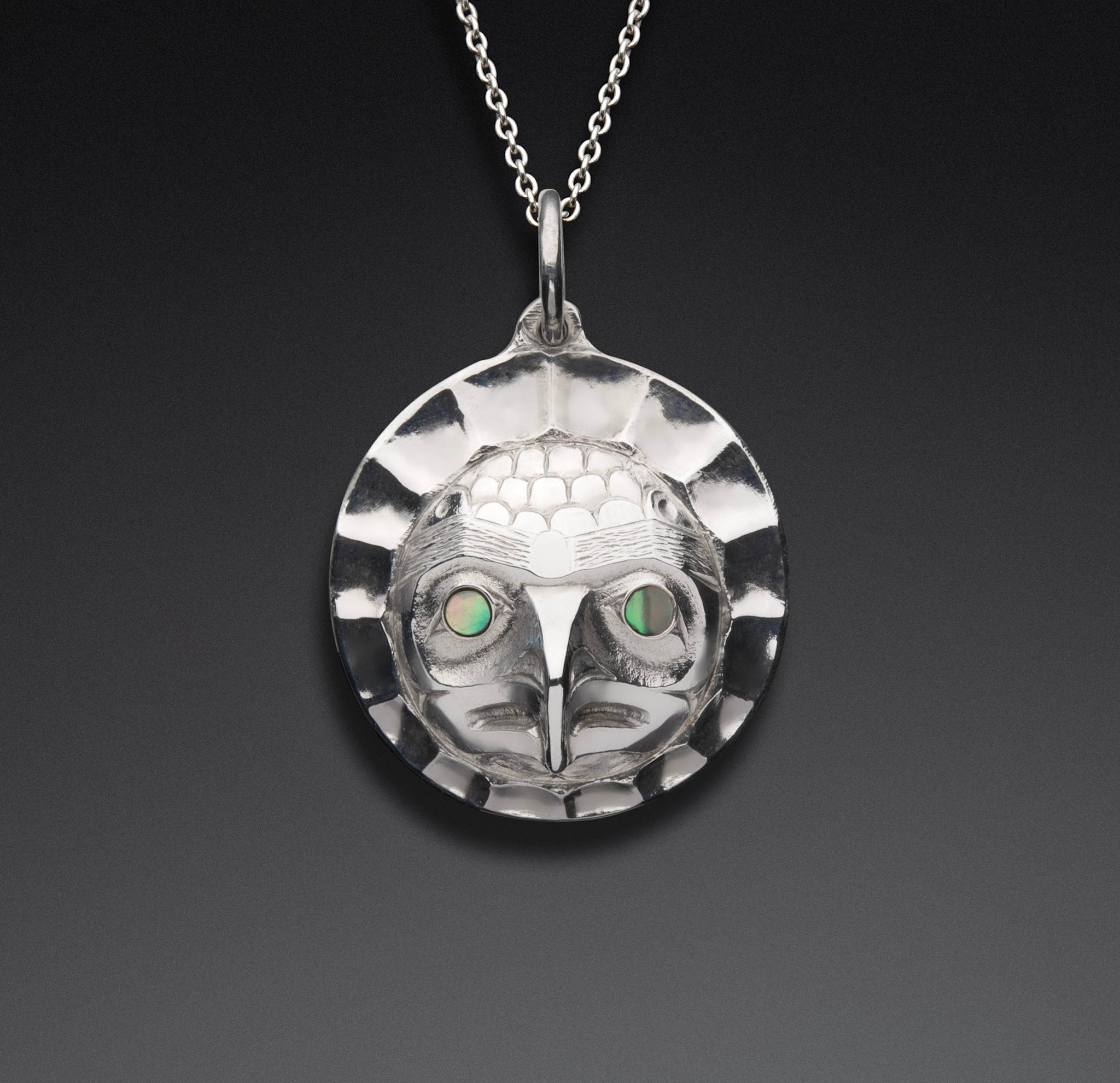 Small Eagle / Sun Repousse Pendant