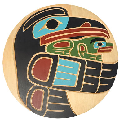 Round Coast Salish Raven Panel  by C. Mathias