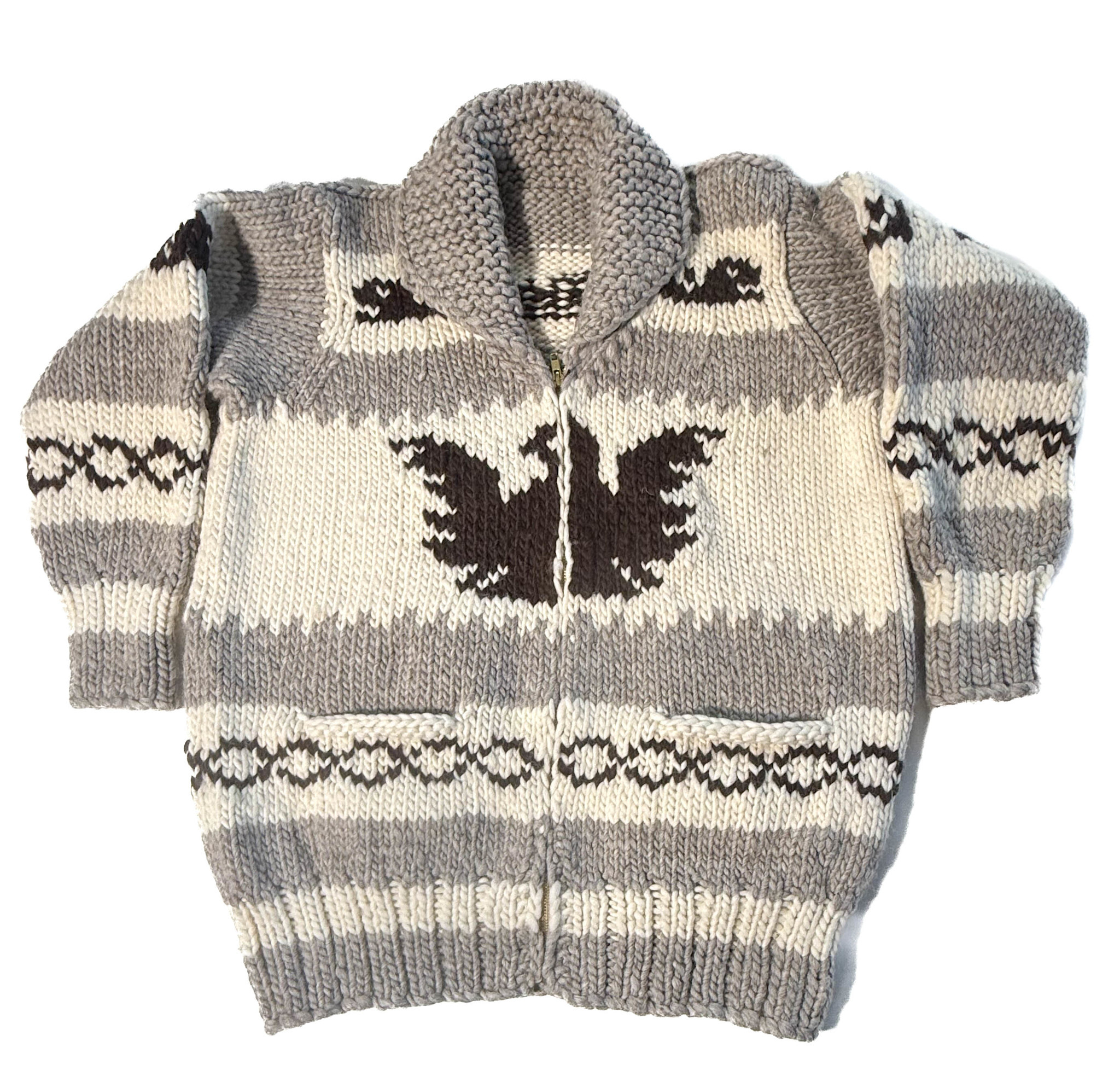 XL Cowichan Sweater Thunderbird and Orca