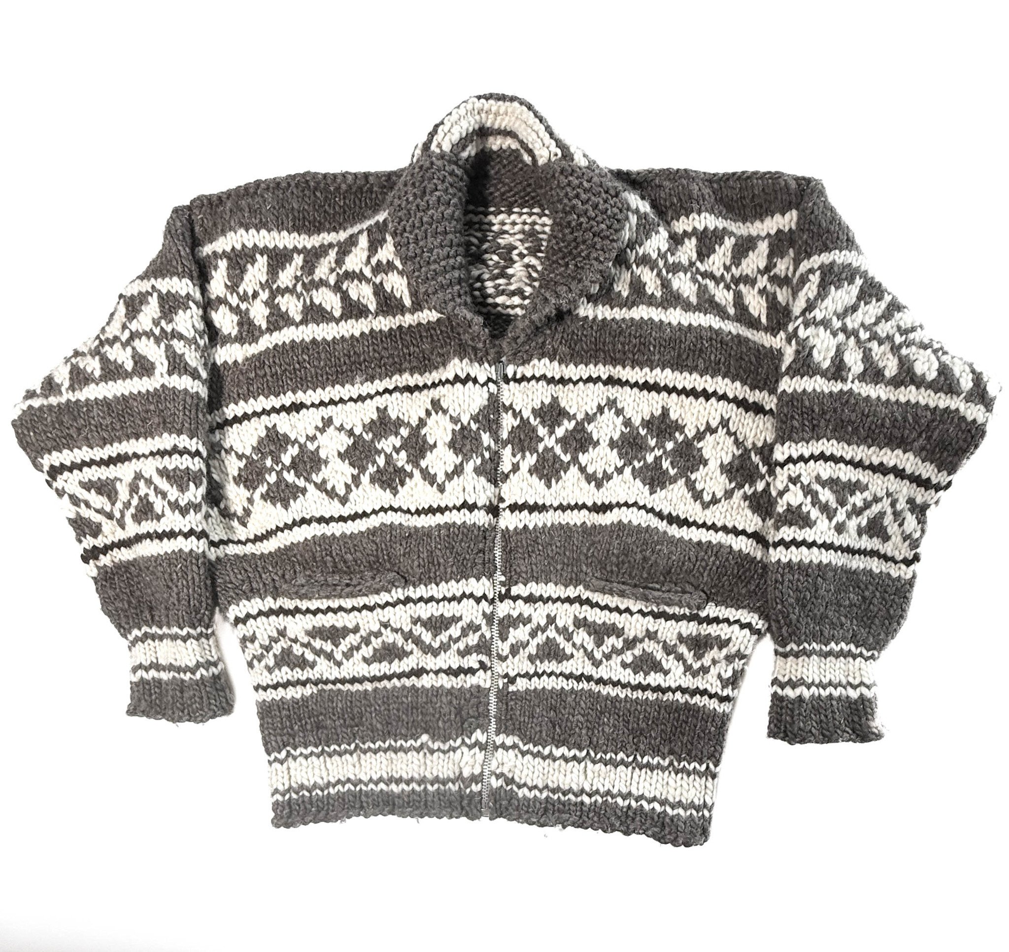 Cowichan Sweater Geometric Design XXL