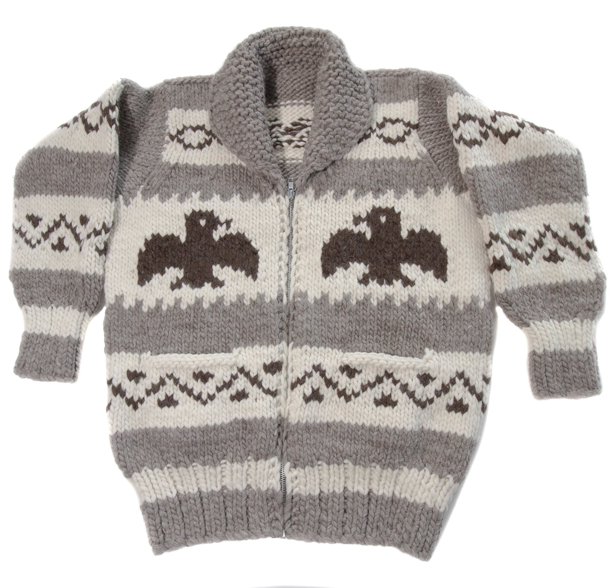 Cowichan Sweater Raven Design  M/L