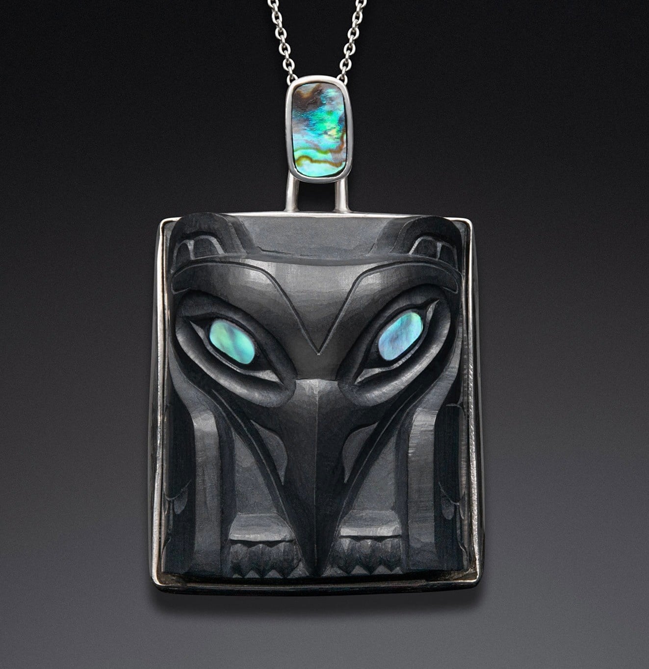 Haida Argillite Raven Pendant