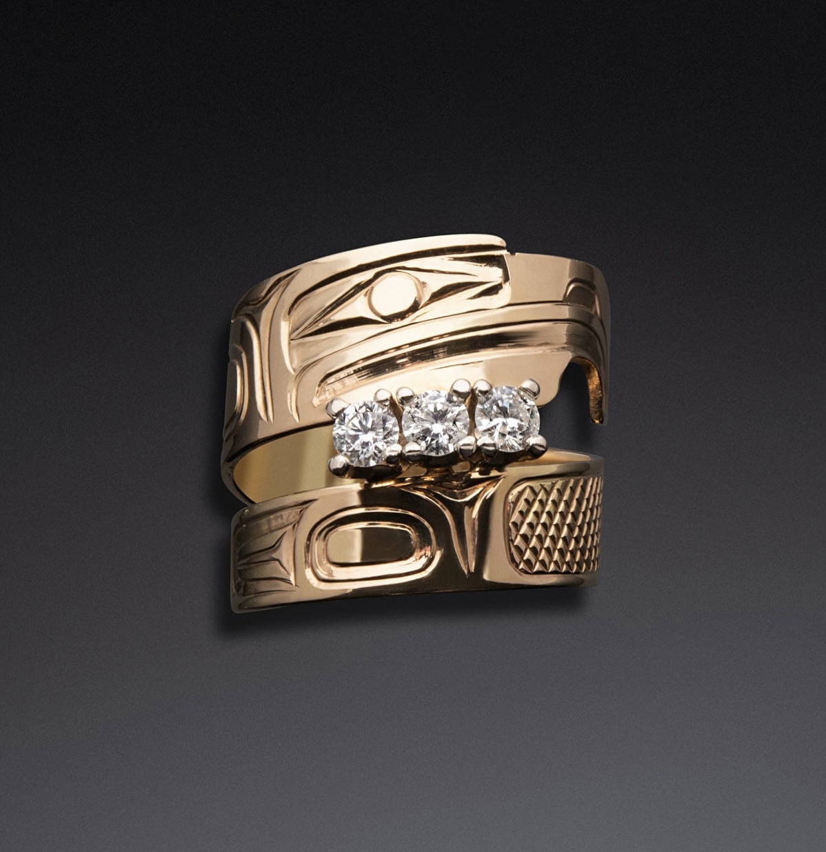 Haida Eagle Ring with Diamonds