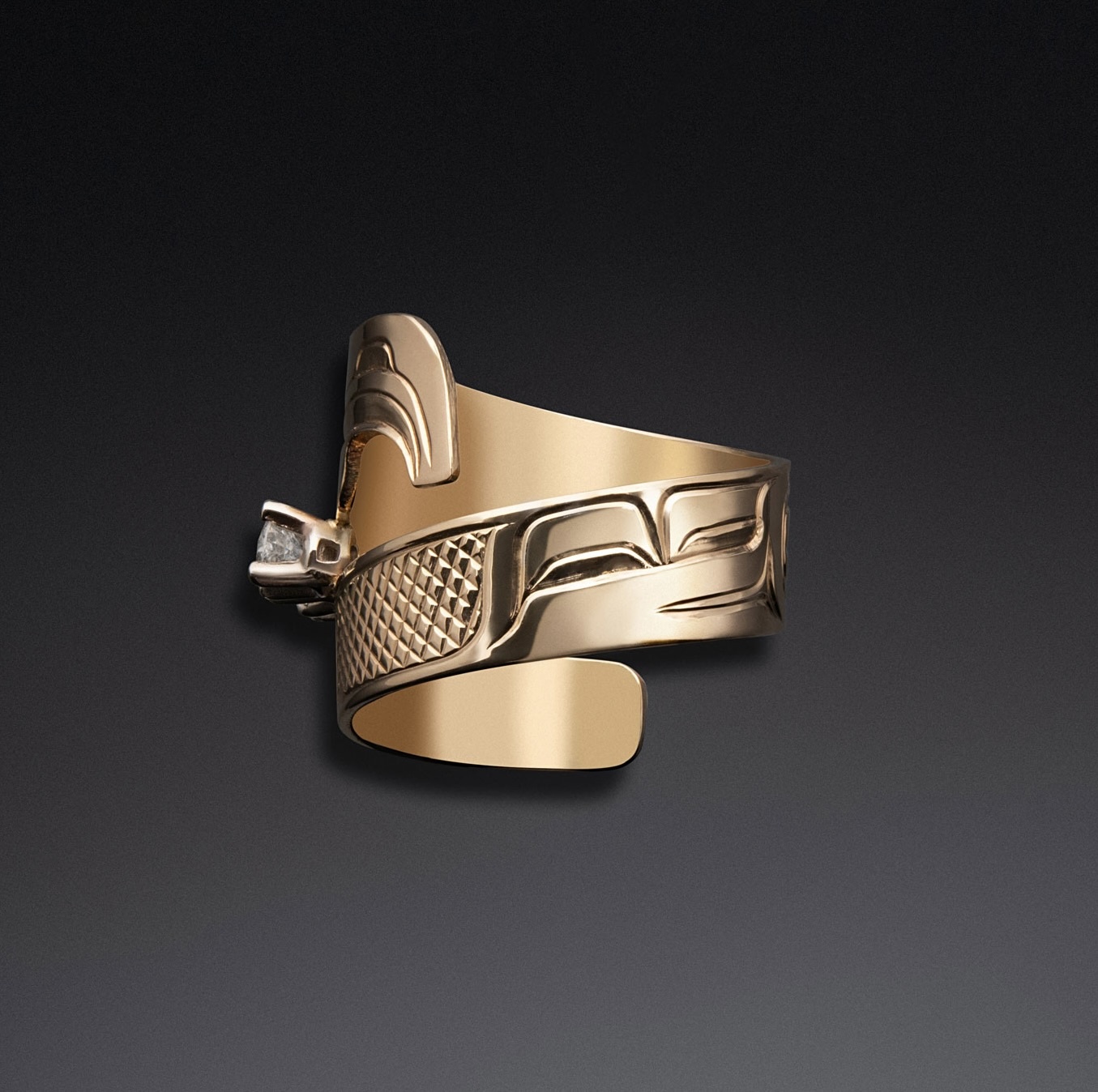 Haida Eagle Ring with Diamonds