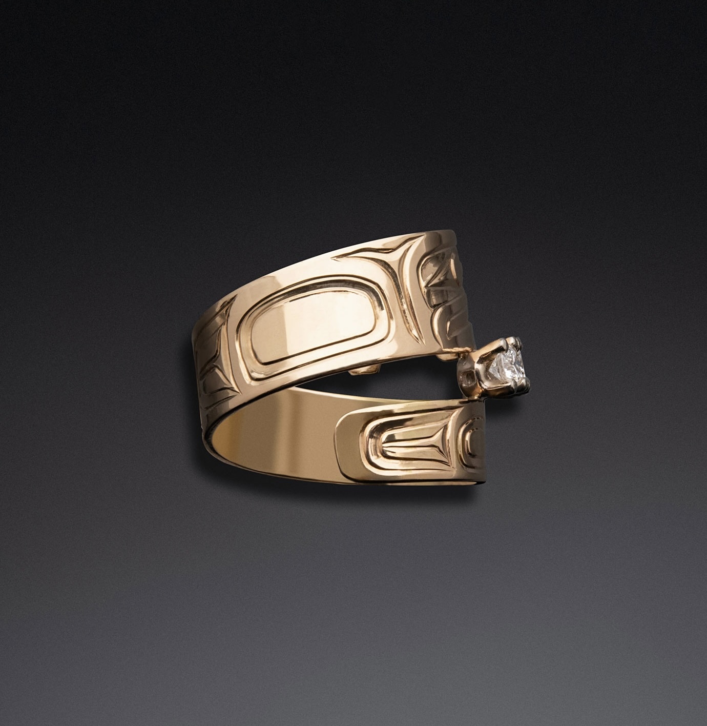 Haida Eagle Ring with Diamonds
