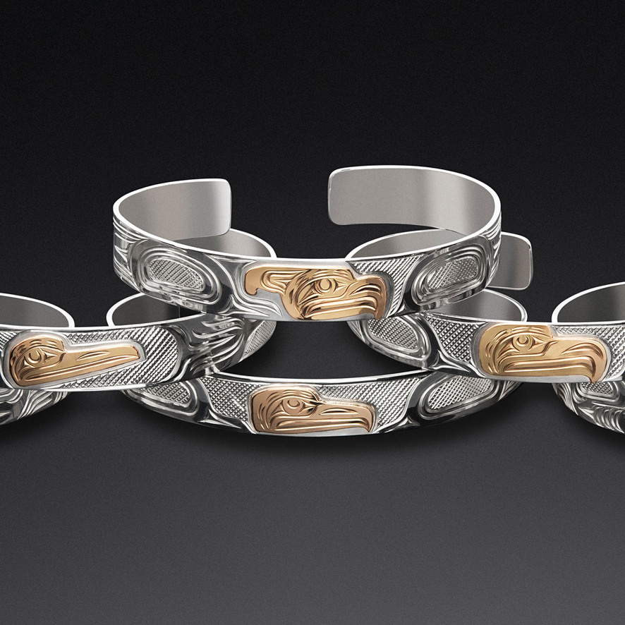 3/8” Silver Gold Bracelets by Liam Baker