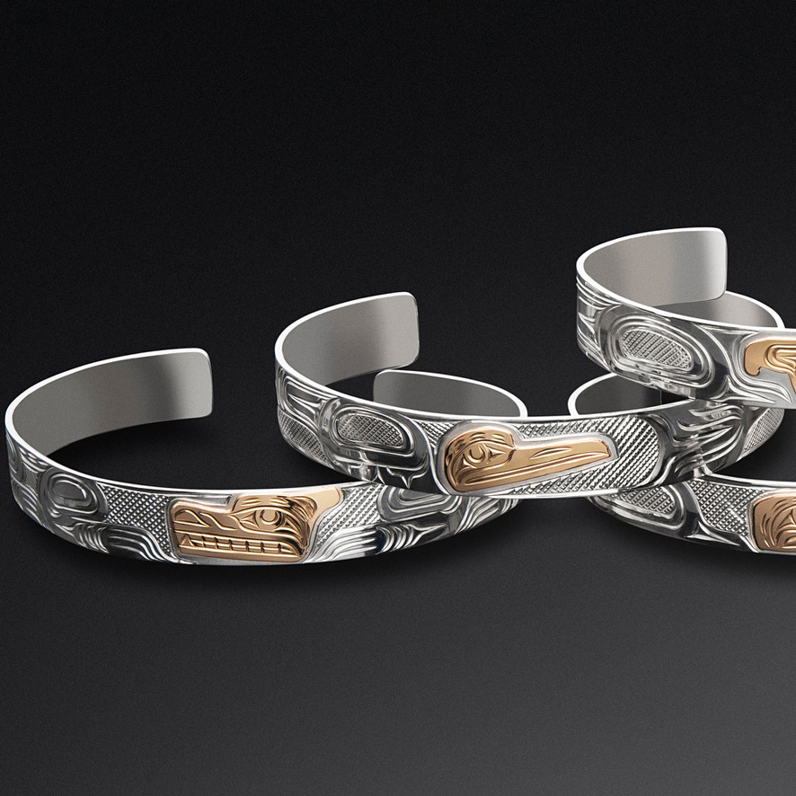3/8” Silver Gold Bracelets by Liam Baker