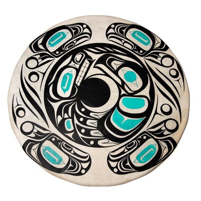Haida Eagle Raven Painted Drum