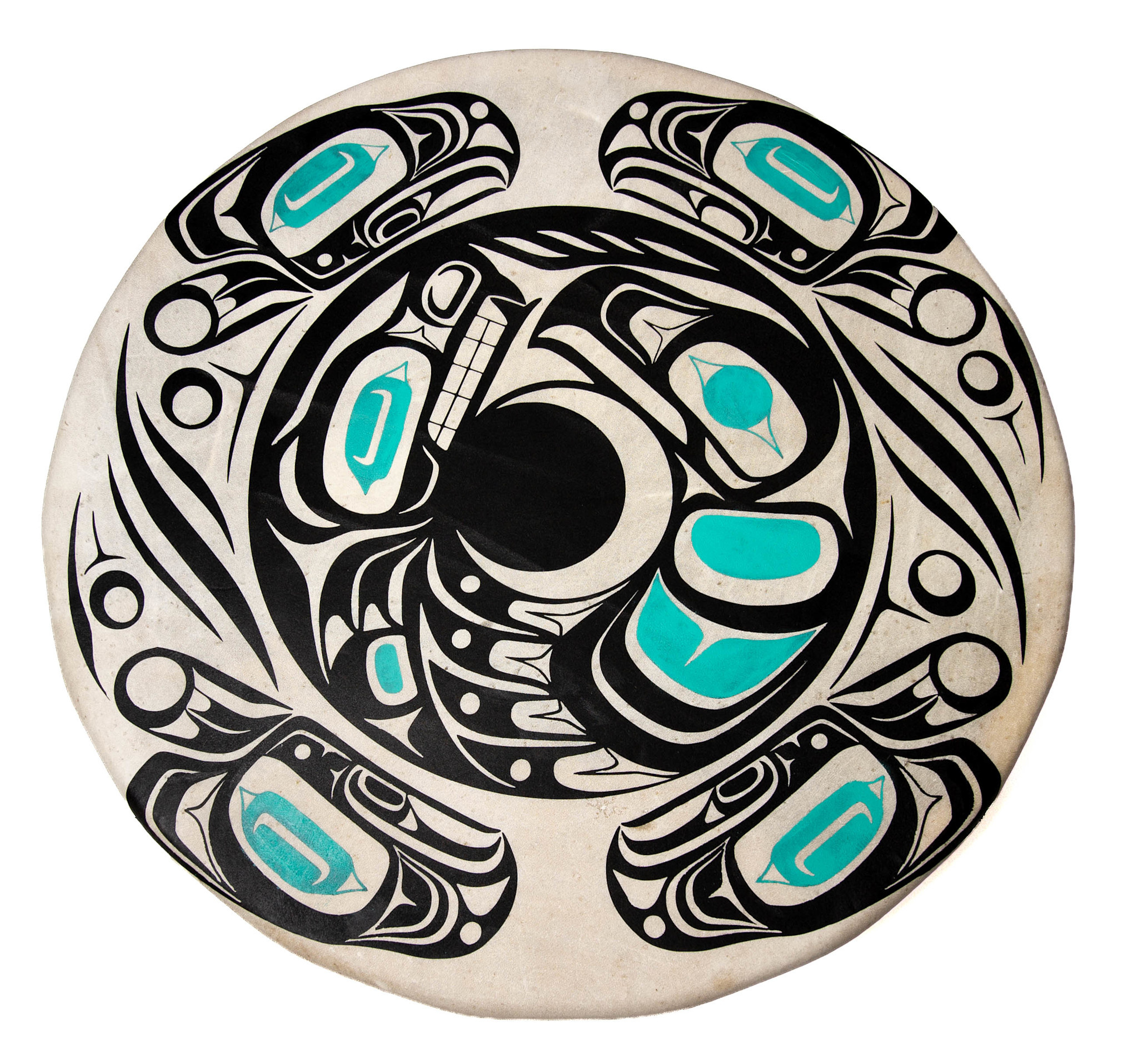 Haida Eagle Raven Painted Drum