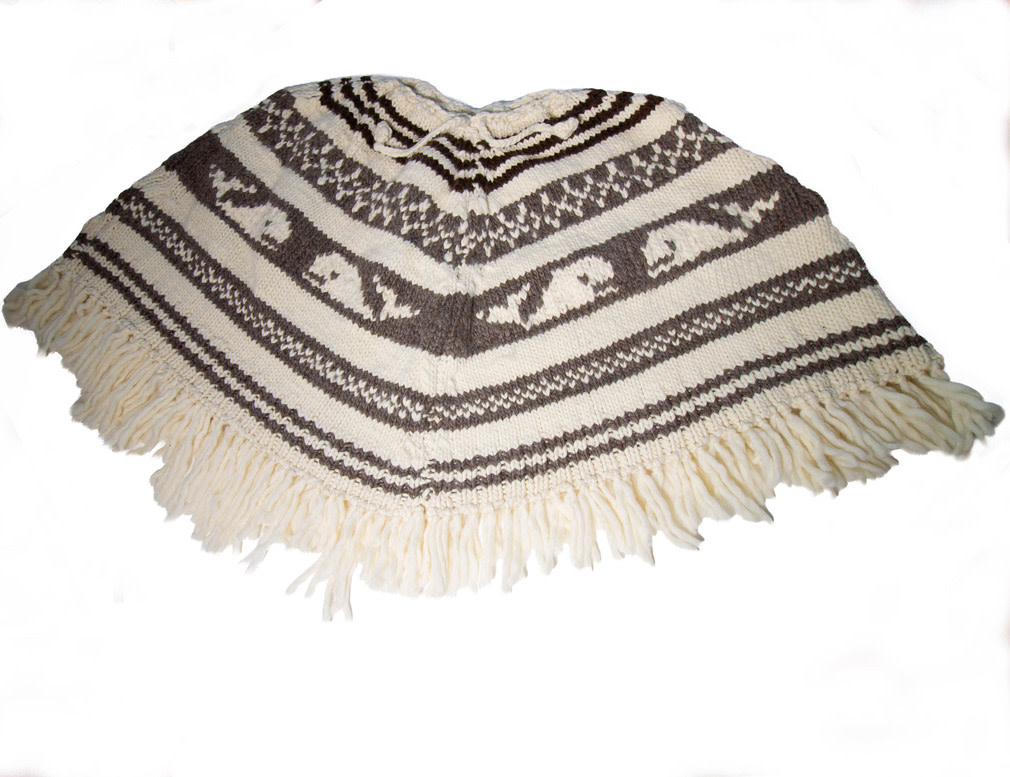 Cowichan Poncho Killer Whale design XL / XXL