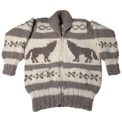 Cowichan Sweater Wolf Design L