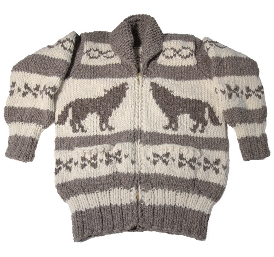 Cowichan Sweater Wolf Design L