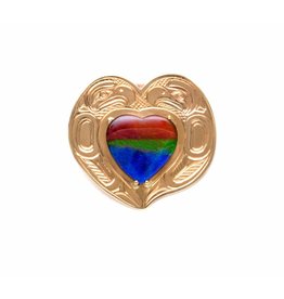 SOLD  14 Kt Gold with Ammolite Eagle Heart Pendant