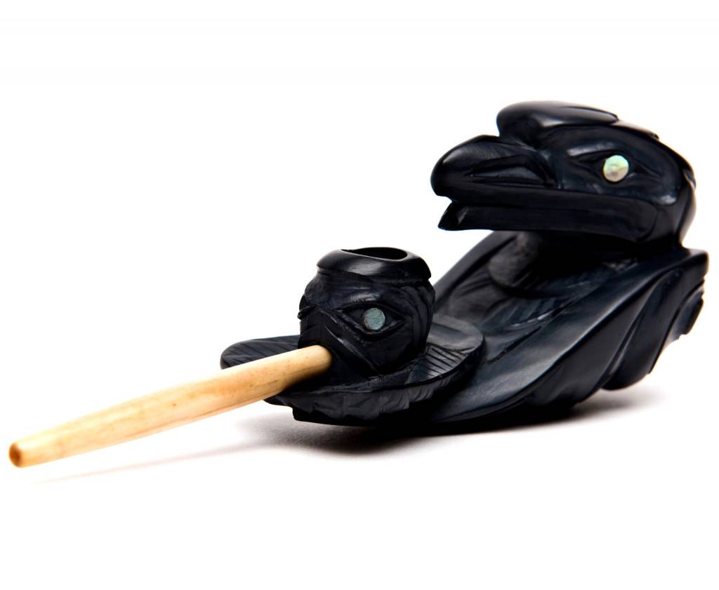 CUSTOM ORDER  Lionel Samuels Haida Argillite Raven Pipe