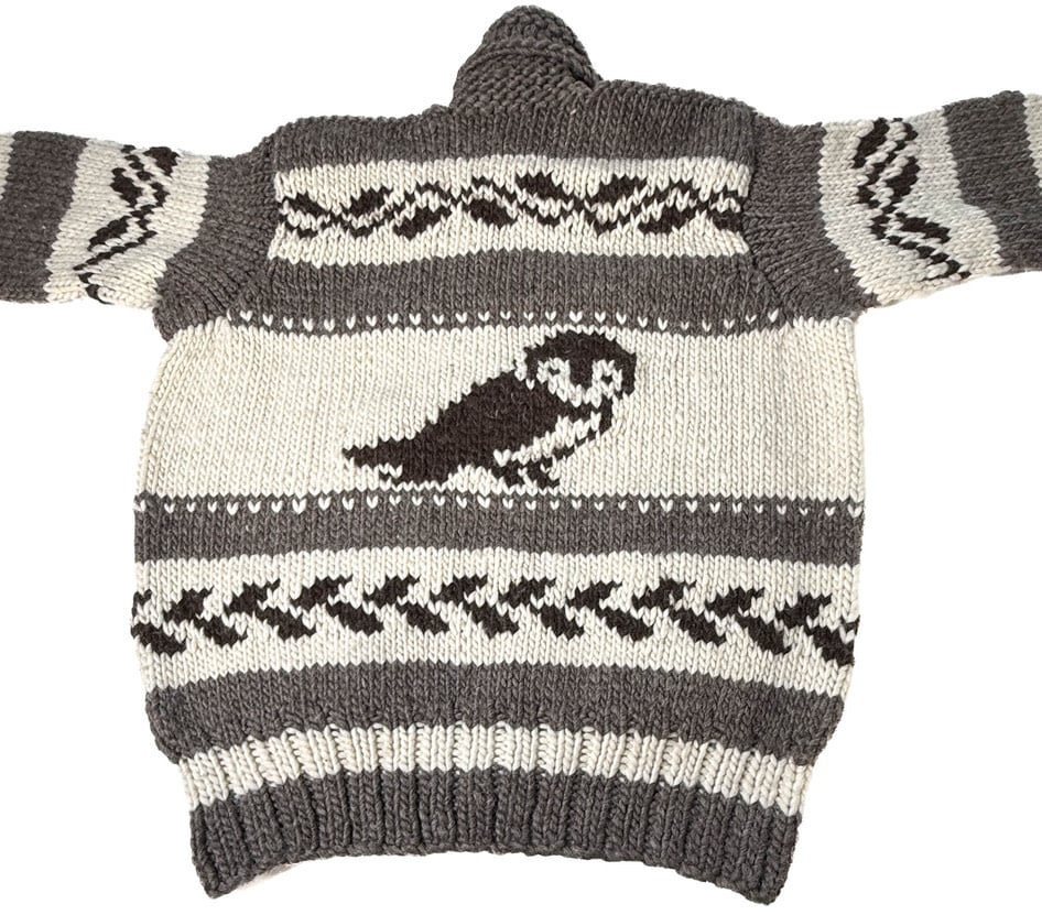 Cowichan Sweater Owl Design XXL