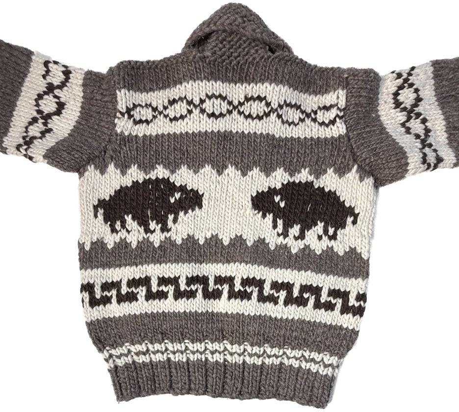 Cowichan Sweater size Med. Buffalo design