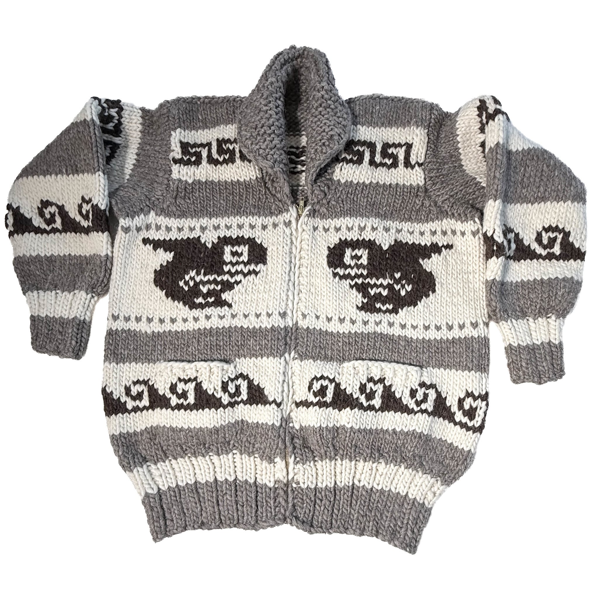 Cowichan Sweater Orca Design Size Large