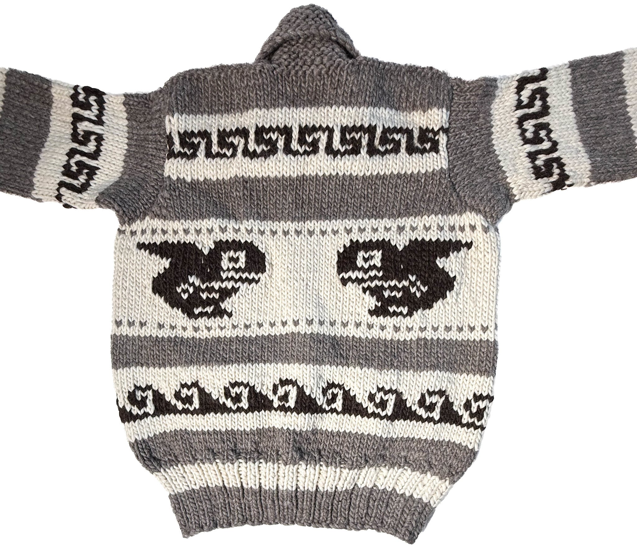 Cowichan Sweater Orca Design Size Large